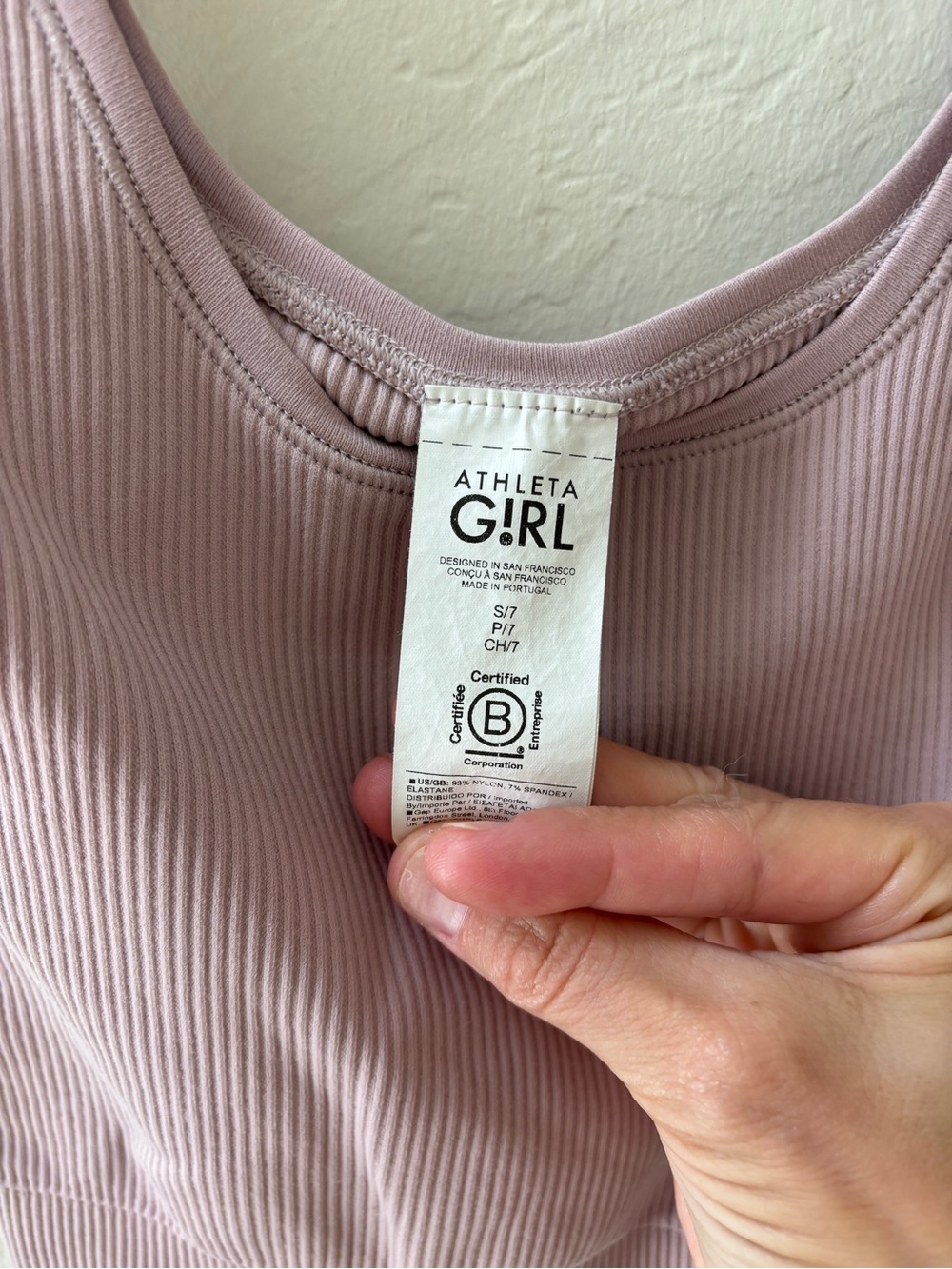 Athleta Girls Size Small 7 Ribbed Scoop Neck Crop Tank - Dusty Mauve - Picture 2 of 3